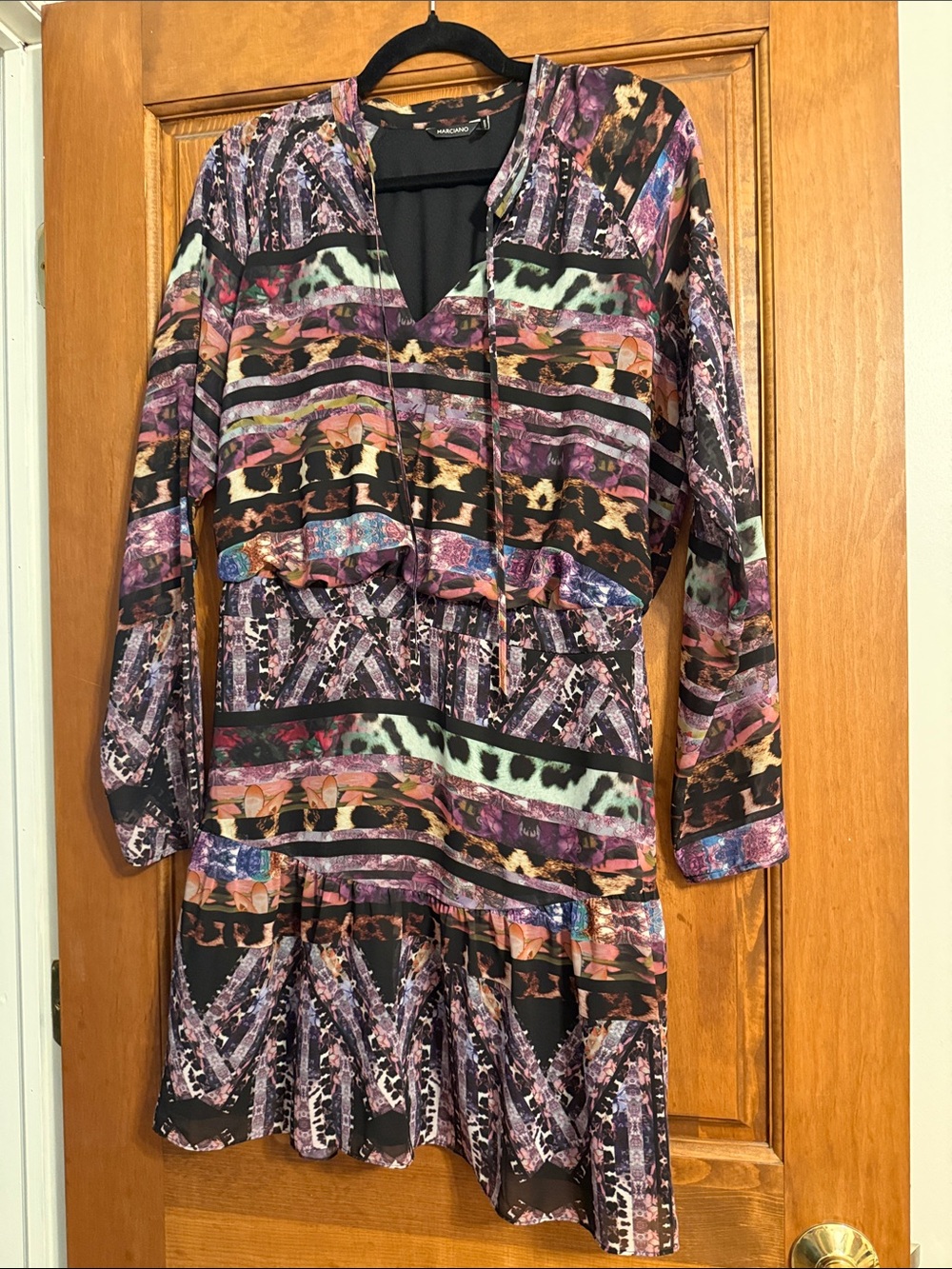 Marciano Black Dress with Multicolor Floral Accents